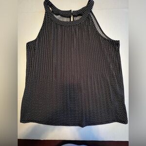 ADRIANNA PAPELL Black and White Polka Dot Sleeveless Top. Size Large. Polyester